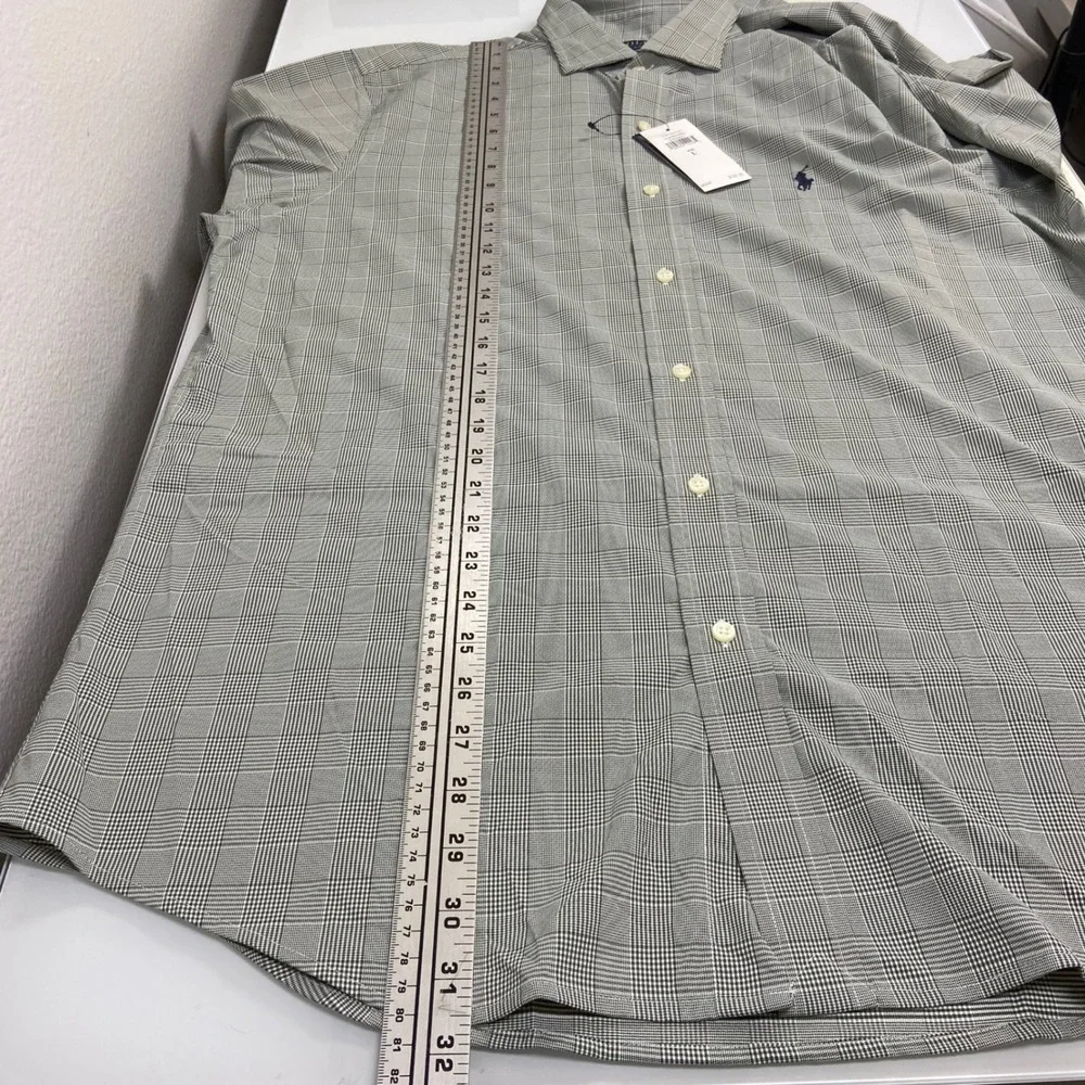 Polo Ralph Lauren Mens L Green White Plaid Performance‎ Shirt NEW Stretch Oxford